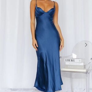 Elegant Blue Satin Dress